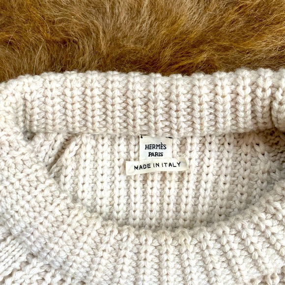 Hermes chunky ribbed cashmere cotton crew neck sweater - Picture 3 of 4